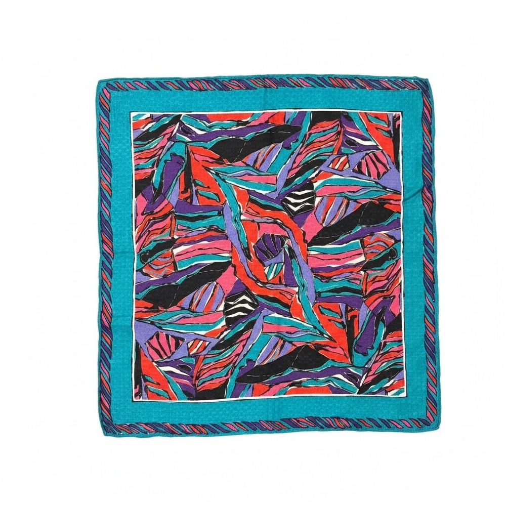 Compagnie Internationale EXPRESS Vintage Abstract Scarf Teal Red Made in Italy
